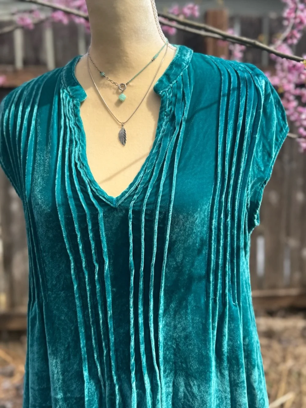 CP Shades Velvet Teal V-Neck Tunic Top - Picture 2 of 12